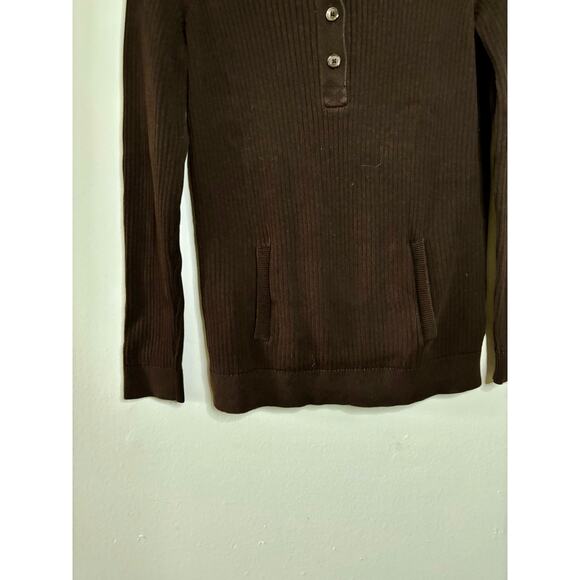 LAUREN Ralph Lauren sweater Brown Size Medium 3/4 Button Long Sleeve - Picture 10 of 15